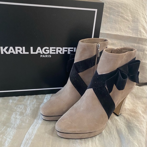 Karl Lagerfeld Shoes - Karl Lagerfield Paris “MALIA” Taupe booties sz 8.5